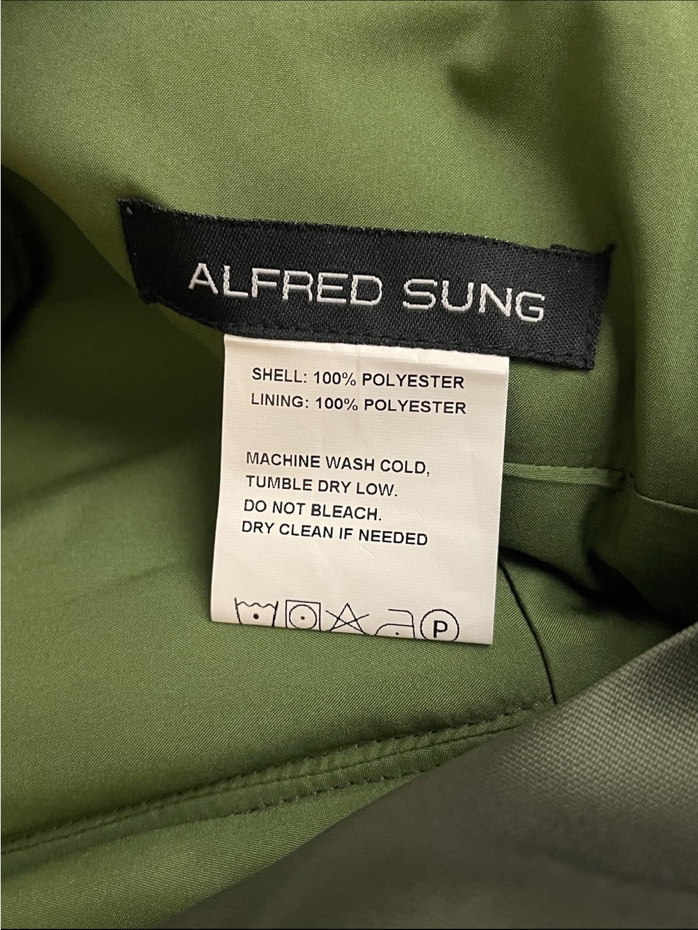 ALFRED SUNG Olive Green Satin Column Gown with Waist Bow- NWT - Picture 10 of 11